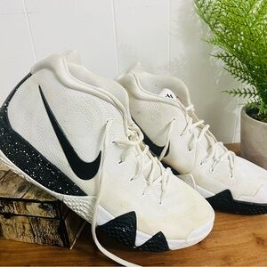 VINTAGE KYRIE 4 NIKE HIGHTOP SNEAKERS White with Black Swoosh